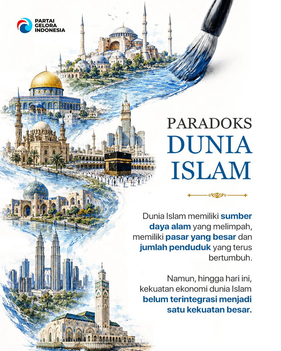 partaigeloraid's tweet photo. Dunia Islam memiliki hampir semua modal untuk menjadi salah satu kekuatan ekonomi terbesar di dunia.

Sumber daya alam yang melimpah. Populasi lebih dari 2 miliar jiwa. Pasar yang besar. Hingga potensi investasi yang luar biasa. https://t.co/QsyDdS4ZCF