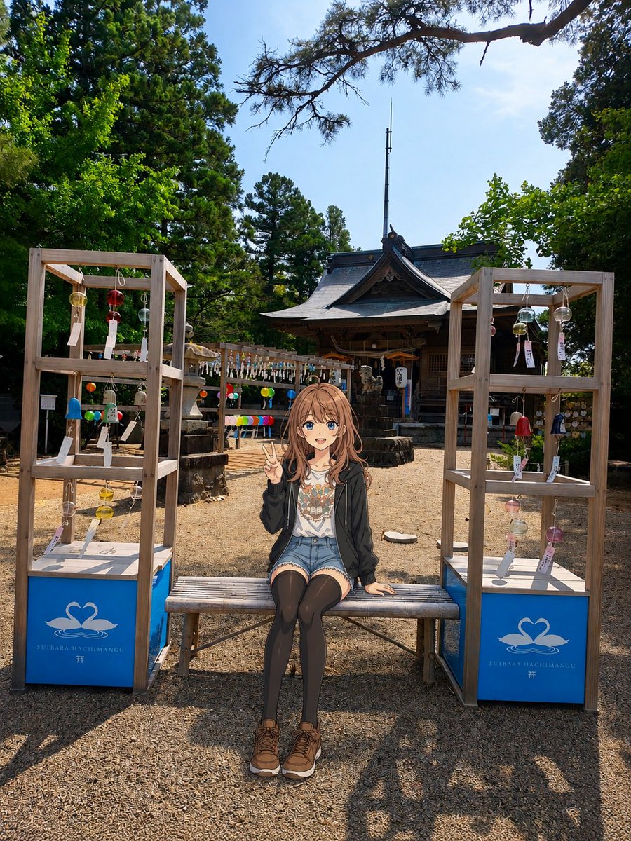 sasuke_wanko's tweet photo. 瓢湖のほとりにある「水原八幡宮」で開催されている「瓢湖畔風鈴まつり」見てきたよ😉
風鈴の涼しげな音色が心地よくて暑さを忘れさせるね🎐
お参りもしてきたよ😌
かわいいハートの石も見つけた❤️
#阿賀野市
#風鈴まつり 
#咲々木花 https://t.co/DYLMAyEZ3S