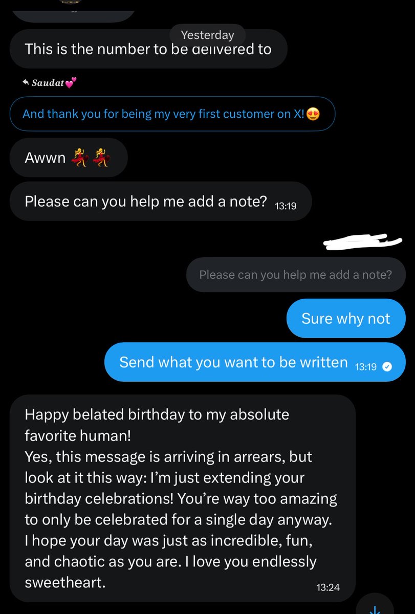 Saaudart's tweet photo. Alhamdulillah 🤍
I got my very first customer on X yesterday! https://t.co/tEFVAXMJXY