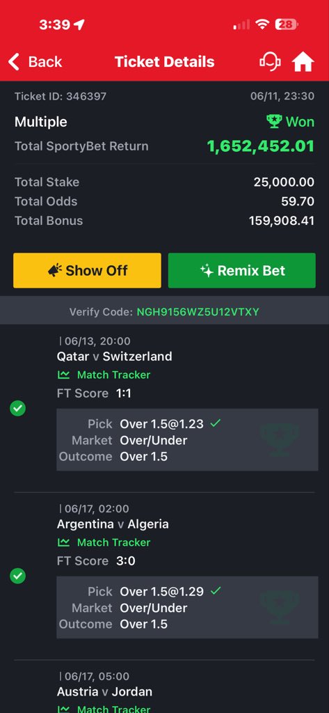 REymour's tweet photo. Boom🔥🔥💥💥💥 World Cup profit https://t.co/ta8A3OAP2l