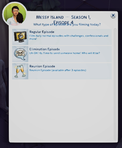 danitysimmer's tweet photo. So proud of this feature. With the Sims 4 Reality TV Mod, you can have different types of Episodes. You can also have Seasons as well! https://t.co/yn40CEsqBb