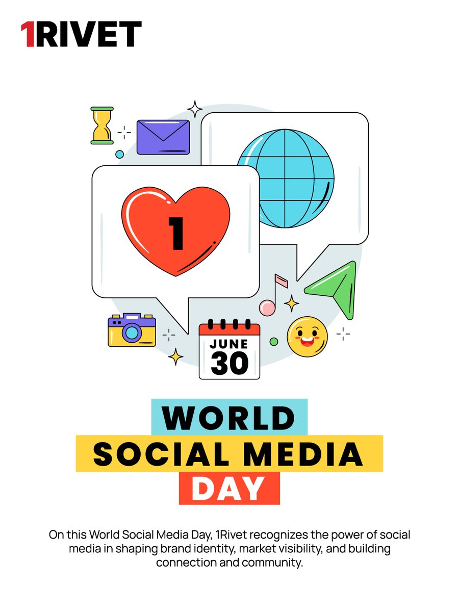1RivetIndia's tweet photo. Social media plays a major role in connecting people and keeping them informed. On the occasion of World Social Media Day, #1Rivet recognizes the power of social media and encourages everyone to use it mindfully and responsibly.

#1rivetculture #worldsocialmediaday2026 https://t.co/BHlXKDEf4x
