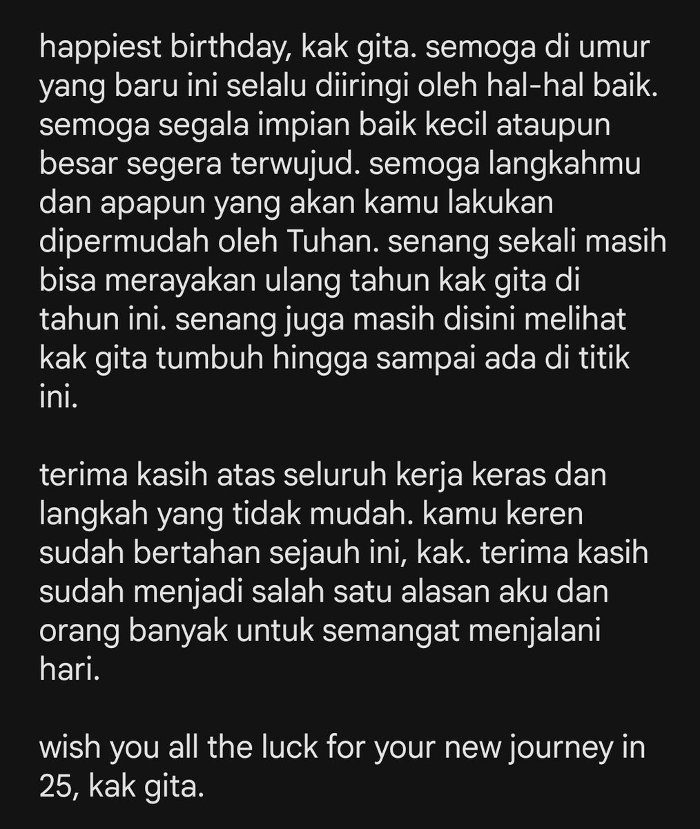 _vannteee's tweet photo. wish you all the luck for your new journey in 25, kak gita. 

#LaFamiglia
#GitaGifted25th 
@A_GitaJKT48 https://t.co/D0HW2BErDa