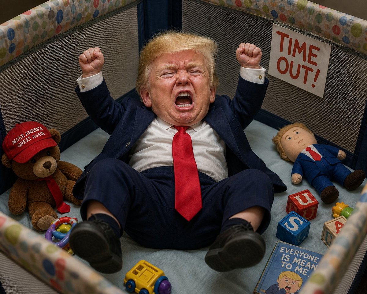 I_Wait_I_Watch's tweet photo. Toddler Trump upon hearing the Supreme Court declined to hear his appeal in the E. Jean Carroll case, leaving intact a jury verdict requiring him to pay roughly $5 million for sexual abuse and defamation. https://t.co/SzD2DqZZWj