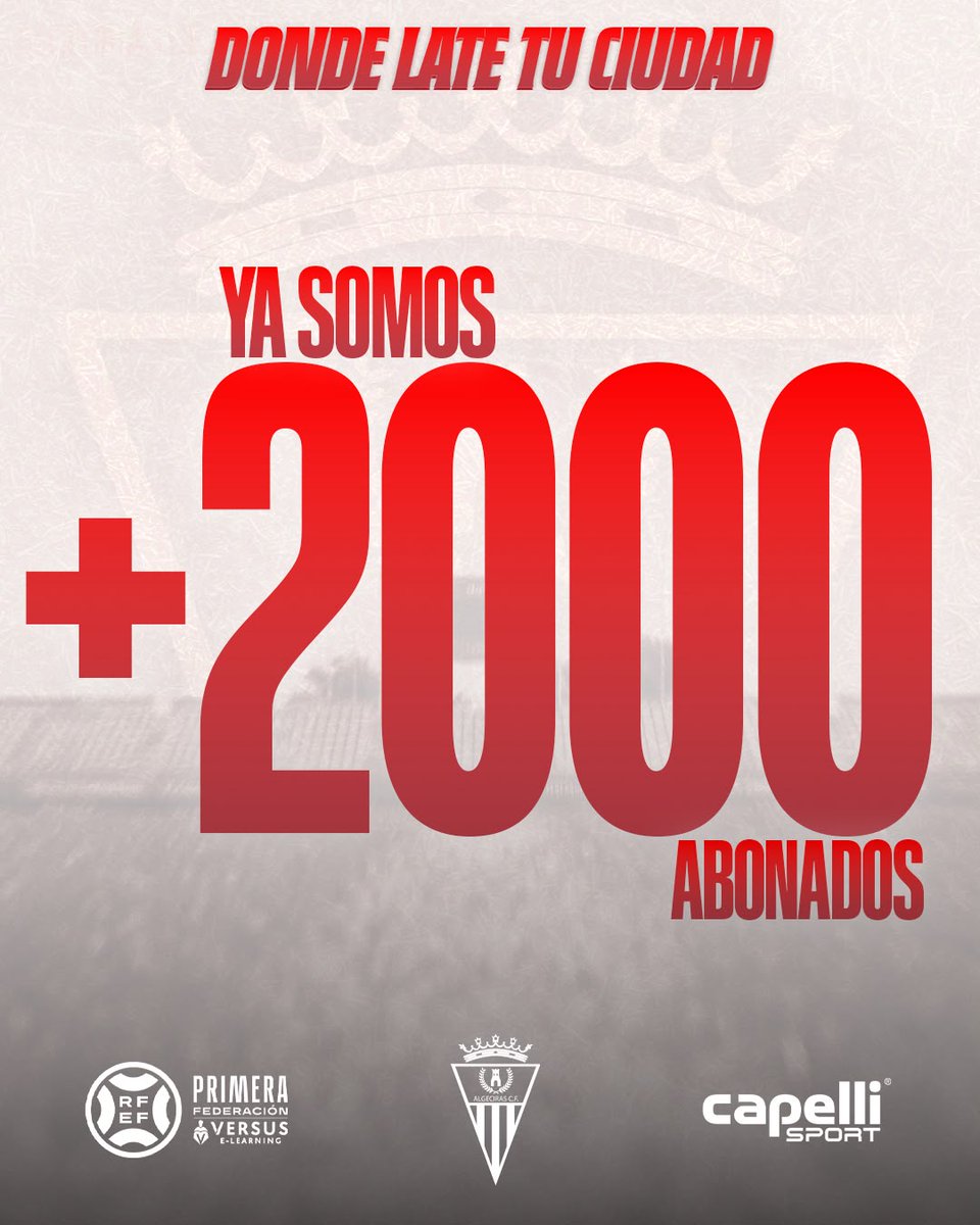 AlgecirasCF's tweet photo. ❤️ Que sí, que ya somos 2⃣0⃣0⃣0⃣ 𝐥𝐨𝐜𝐨𝐬 𝐩𝐨𝐫 𝐞𝐥 𝐚𝐥𝐠𝐞𝐜𝐢𝐫𝐢𝐬𝐦𝐨.

👉 Hasta las dos puedes pasarte por el Estadio (o de 16.00 a 19.00 horas) y si no te quieres mover del sitio pues en https://t.co/TqRxZmLFHe

🙌 ¡Queremos mucho más!

#DondeLateTuCiudad https://t.co/KsFoQUbQzO