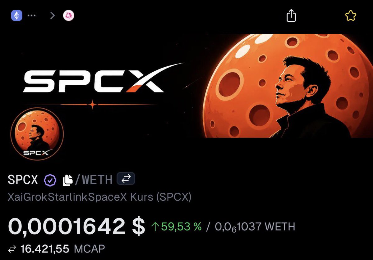 SpaceXonETHMeme's tweet photo. We are now listed on @GeckoTerminal . The official Dex of @coingecko 🦎

https://t.co/u0IYipMFeK https://t.co/mHx7AI5e00