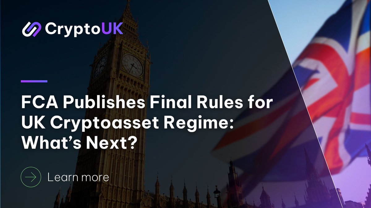 CryptoUKAssoc's tweet photo. The FCA has today published its final rules and guidance for the UK’s new cryptoasset regime, setting out what firms will need to do to operate in the UK.

This is a landmark moment for the sector, following almost three years of policy development, discussion papers and consultations.

David Geale, executive director of payments and digital finance at the FCA said:  

"This is a significant moment for crypto regulation in the UK. We’ve created a framework that doesn’t force firms to choose between regulatory certainty and room to innovate – this regime means they can have both in a stable, competitive home to build and grow."

CryptoUK has been actively engaged throughout this process, working alongside our members to provide detailed industry feedback, highlight practical implementation challenges and support the development of a regime that protects consumers and markets while enabling responsible innovation.

The final rules provide important clarity for firms preparing for authorisation, including how the FCA Handbook will apply, requirements for specific regulated activities, stablecoin issuance, admissions and disclosures, market abuse, and prudential standards.

The FCA has also set out further guidance on areas including Consumer Duty, operational resilience and its approach to international cryptoasset firms.

Some areas remain subject to further policy development and consultation, including DeFi, DLT, cryptoasset derivatives, stablecoin-related policy, audit requirements, and savings and transitional provisions.

Key milestones include:

🔹 Pre-application support meetings available from 6 Jul 2026
🔹 Authorisations application window running from 30 Sep 2026 to 28 Feb 2027
🔹 New regime coming into force on 25 Oct 2027

With the final rules now published, the focus turns to implementation and authorisation readiness. Firms should use the period ahead to assess how the rules apply to their activities, prepare for the FCA gateway and monitor further policy development.

CryptoUK will continue to work closely with members as they assess what the final rules mean in practice, providing a forum to raise questions, share feedback and highlight areas where further clarification may be needed.

If you have questions on the final rules, or feedback on how the regime may affect your business, please get in touch with the CryptoUK team: https://t.co/QEAfMG7Vga