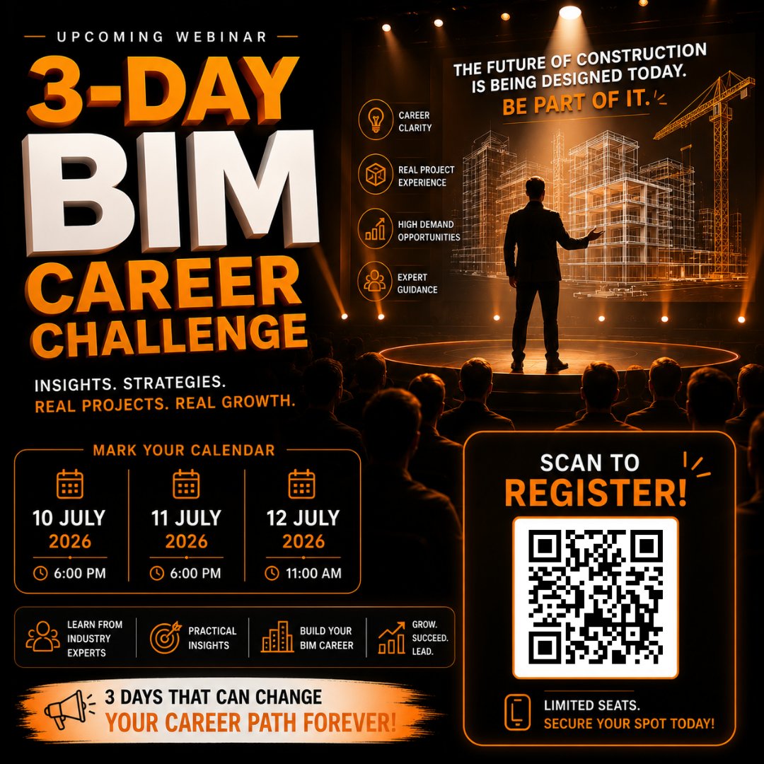 bimfasttrack's tweet photo. 3-Day BIM Career Challenge | Free Webinar

Register Here:

🔗 https://t.co/okiE2joUOh

🚀 Learn BIM through real projects, gain career clarity &amp; discover high-demand careers.

📅 10–12 July

#BIMFastTrack #CivilEngineering #BIM #CareerGrowth https://t.co/UTBiK2IKIq