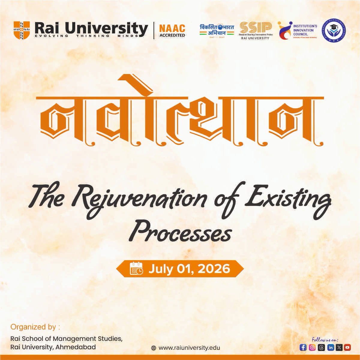 Rai_Univ's tweet photo. Navotthan 2026 β Inspiring Innovation, Leadership, and Excellence.
#Navotthan2026 #RSMS #RaiUniversity #Innovation #Leadership #Entrepreneurship #ManagementStudies #FutureLeaders #CampusEvents #StudentDevelopment #Ahmedabad https://t.co/1gHBTSFxkG