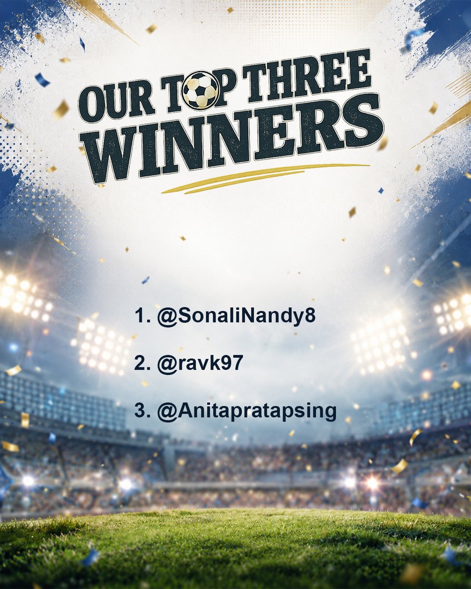 Amul_Coop's tweet photo. Here’s the answer to yesterday’s Amul Football Contest!
Did you guess it right? Swipe to see the top 3 winners!
Congratulations to all the winners!
Please DM us your contact number and address to receive your Amul Topical souvenirs soon!
Thank you all for participating.
Missed this contest? Don’t worry, we’ll be posting a new one every day, so you can participate and win next time!