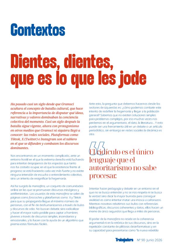 RevTrabajadora's tweet photo. @Begoa46 @PVazquez_L Contextos...

Dientes, dientes, que es lo que les jode, por Paola Marañón Esteve, de @JovenesCCOO 

En la web: https://t.co/JyaIDEC5MH https://t.co/R7v5u6KDC1