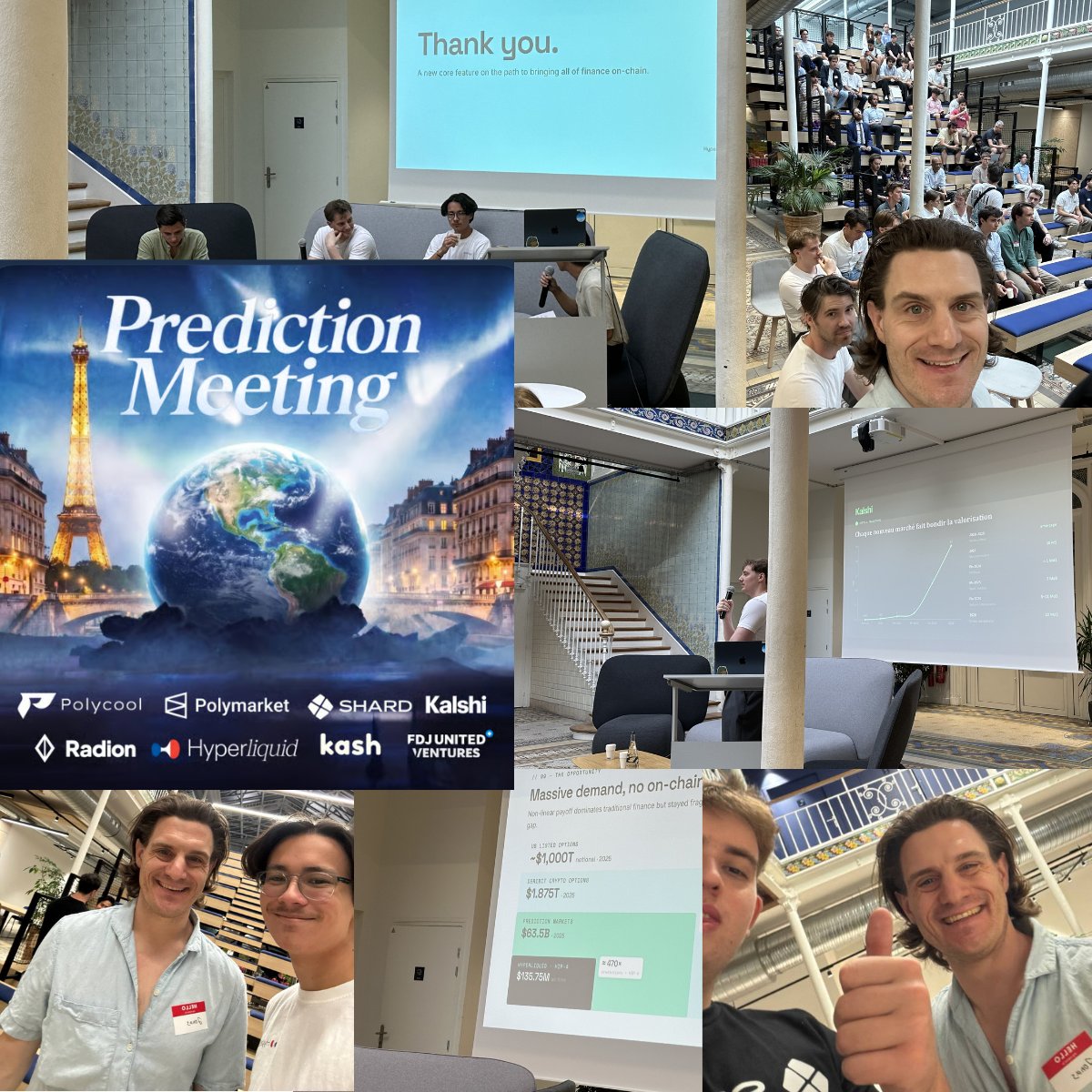 Jon_hivy's tweet photo. 🇫🇷 1st European prediction markets meetup happened in Paris, where they're banned.

Some learnings & comments: 

🗣️ Distribution and liquidity are the moat, not TECH. 
📈Many traders are sports bettors who found a better product. 
⚖️And Europe's regulatory chill is real: speakers at the event had to present in French because sponsors were nervous.

⏳The markets are here, but Europe just risks adopting them late...again.

@Polymarket @Kalshi @HyperliquidX @fdj_united  @HyperliquidFR  @PolycoolApp @BetOnShard @radion_app @kash_bot