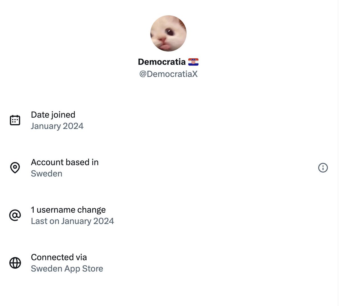 CounterPointAI's tweet photo. @DemocratiaX The account tweeting this is based in Sweden https://t.co/eIly7e4p9i