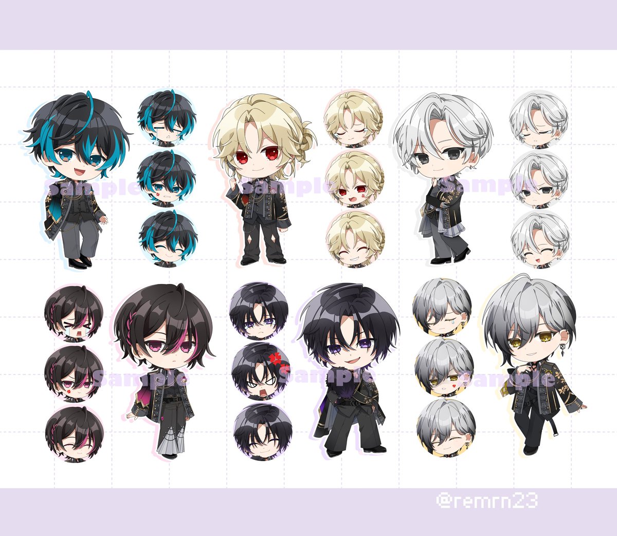 remrn23's tweet photo. Element Sicks ( @EL6_official )様の企画動画などで少し前から使われているSDイラストを描かせていただいております！
表情差分4種ずつ、被らないようにを意識して描きました！
是非表情に注目して楽しんで貰えれば幸いです！

#EL6 https://t.co/1jJGBmCHNQ