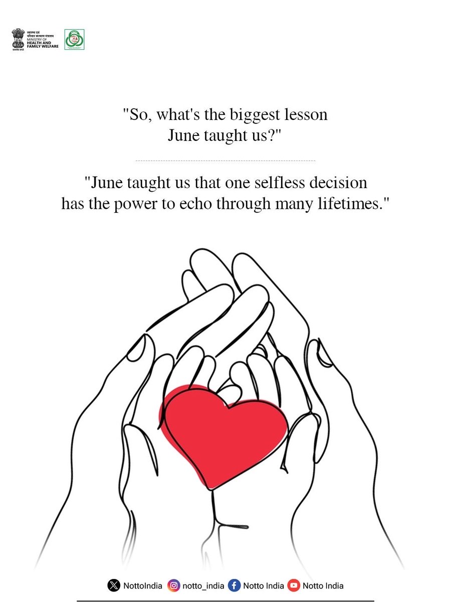 NottoIndia's tweet photo. What’s the biggest lesson June taught you? 

It’s that every conversation about organ donation has the power to inspire hope and save lives.

Now we'd love to hear from you.

#NOTTO #OrganDonation #AwarwnessMatters https://t.co/50UKQNIoPc