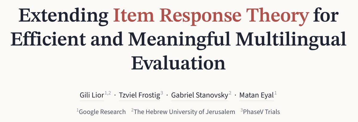 GiliLior's tweet photo. Excited to share my new paper from my internship at Google Research! 🌍

We present Multilingual-IRT, extending Item Response Theory to parallel multilingual benchmarks for cheaper and more meaningful multilingual evaluation.

Check it out! https://t.co/ay1ojzgXYa

🧵1/8 https://t.co/8Q02KaTNp4