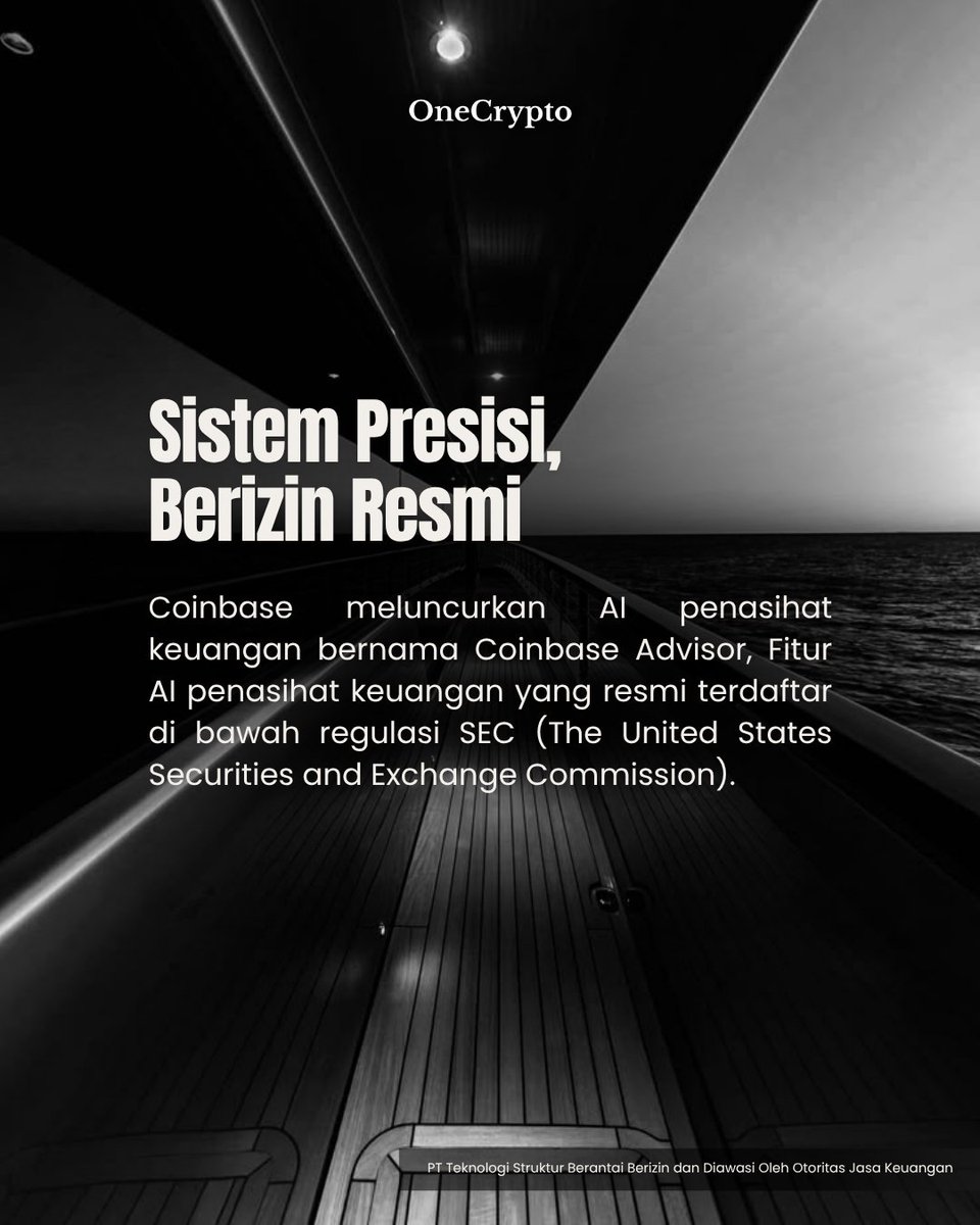 onecryptoid's tweet photo. 🌐 Coinbase Luncurkan A.I Penasihat Investasi Resmi &amp; Legal! 🚀

📋 Coinbase resmi merilis Coinbase Advisor, AI penasihat keuangan pertama yang terdaftar di bawah regulasi ketat SEC Amerika Serikat. 🔰 https://t.co/RZQqjIrRJn