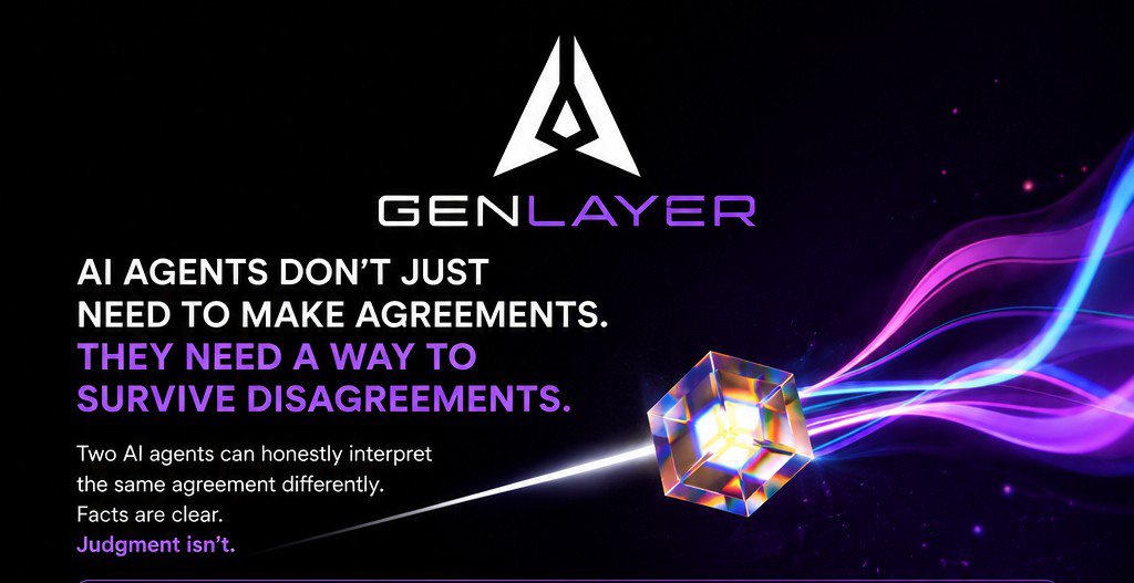 YaaYeuhh85021's tweet photo. AI agents don't just need to make agreements. 

They need a way to survive disagreements.

Imagine two AI agents negotiating a software contract. One delivers every feature listed in the specification.

The other refuses payment because the product is too slow for real users.

Neither side is lying. Neither side hacked the contract. They simply interpreted "acceptable performance" differently.

That's a problem traditional blockchains can't solve. They rely on deterministic computation, where every validator must reach the exact same result from the exact same input.

But questions involving judgment don't always have one objectively correct answer.

That's why @GenLayer exists.

GenLayer is the adjudication layer for the agentic economy.

Its Intelligent Contracts can read information, interpret natural language, and evaluate disputes that code alone cannot settle.

Instead of trusting a single AI model, randomly selected validators using different AI models independently evaluate the dispute and reach consensus through Optimistic Democracy.

If they disagree, the validator set rotates and the decision can be appealed until finality.

~ Payments let AI agents exchange value.
~ Identity lets them recognize each other.
~ Communication lets them coordinate.

GenLayer lets them keep doing business when honest disagreement happens. Because the real challenge isn't getting AI agents to make promises.

It's deciding whether those promises were actually fulfilled.

What AI to AI agreement do you think will be the hardest to judge fairly?