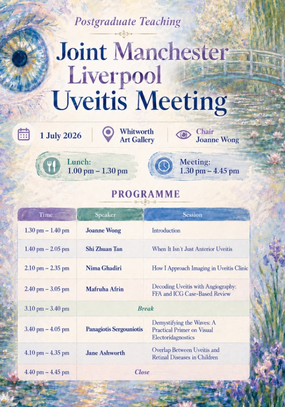 DrNimaGhadiri's tweet photo. Tomorrow, uveitis meets the easel yet again in Manchester🎨👁️

Looking forward to the Joint Manchester–Liverpool #Uveitis Meeting at the @WhitworthArt Gallery, where  we’ll brush up (😉) on imaging, frame tricky cases, and keep inflammation firmly in perspective. https://t.co/3vOJYJMSnp