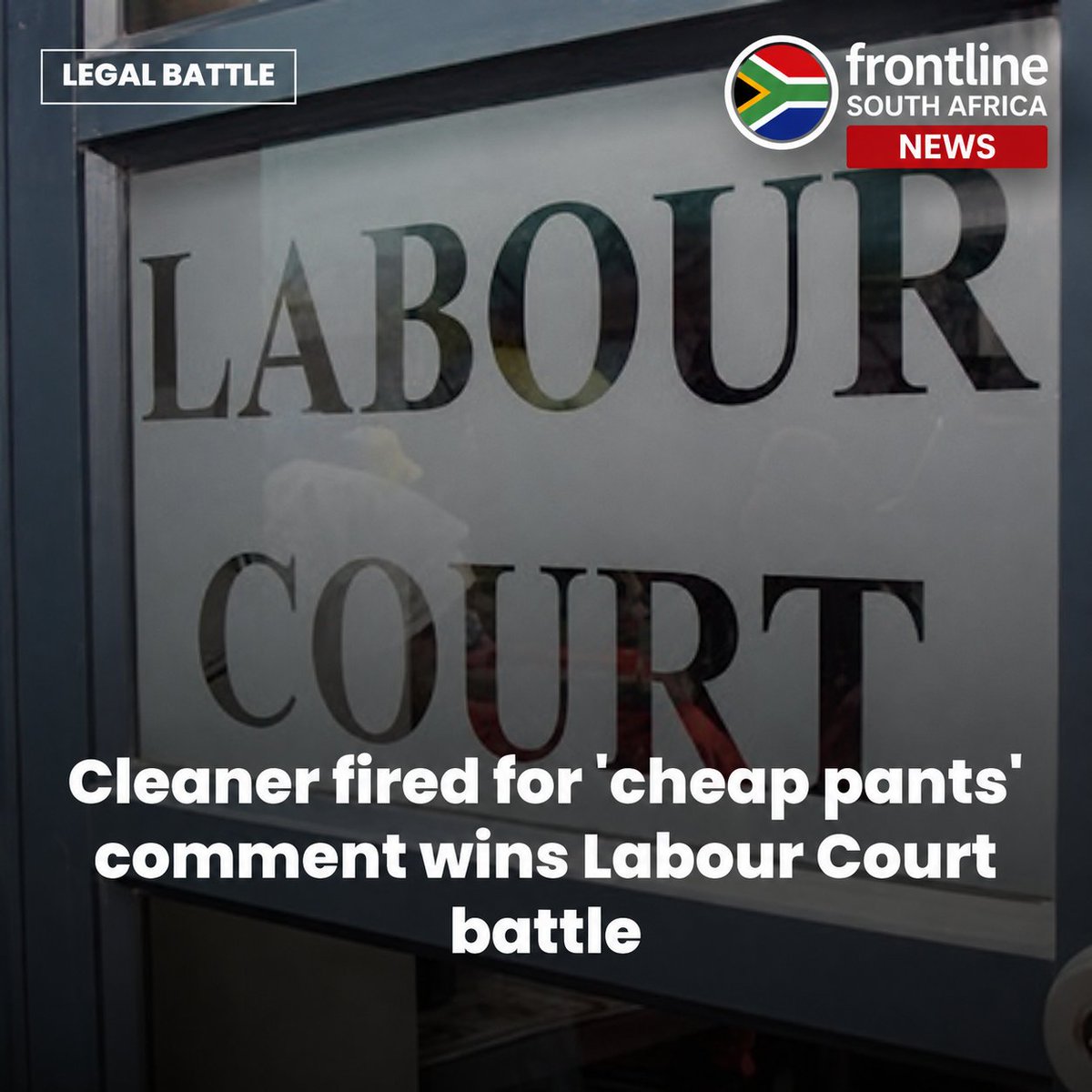 Frontline_ZA's tweet photo. A remark made by a cleaner working for a cleaning company that the employer had issued her with “cheap pants” as part of her uniform formed the subject of a labour court hearing after the company wanted her to be fired.
Follow @Frontline_ZA for more updates https://t.co/8bvRRExUzf