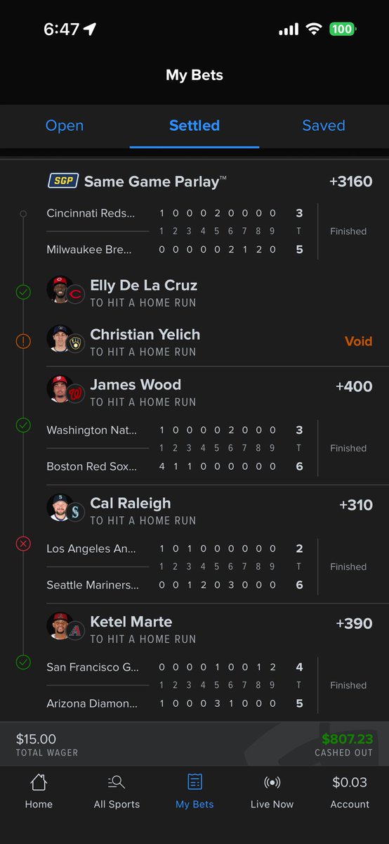 HallJr2's tweet photo. @onlyparlays I keep running this ticket! I think you hit this last season with Judge and Acuna Jr! Took the cashout last night! https://t.co/NEHhFVROBi