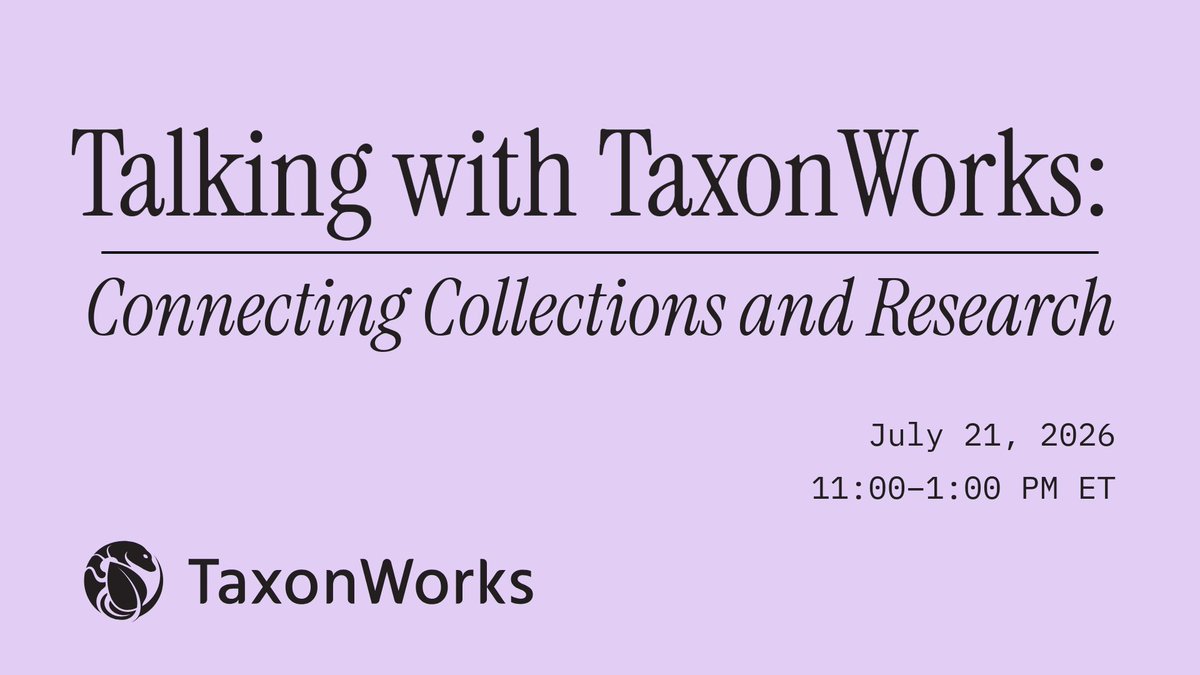 iDigBio's tweet photo. New webinars have been added to our Sustaining Collections &amp; Digitization Webinar Series!

Join us July 21 for Talking with TaxonWorks: Connecting Collections and Research, followed by Field Stations, Marine Labs, and the Preservation of Biodiversity Collections on July 28. https://t.co/muOwUxB17S