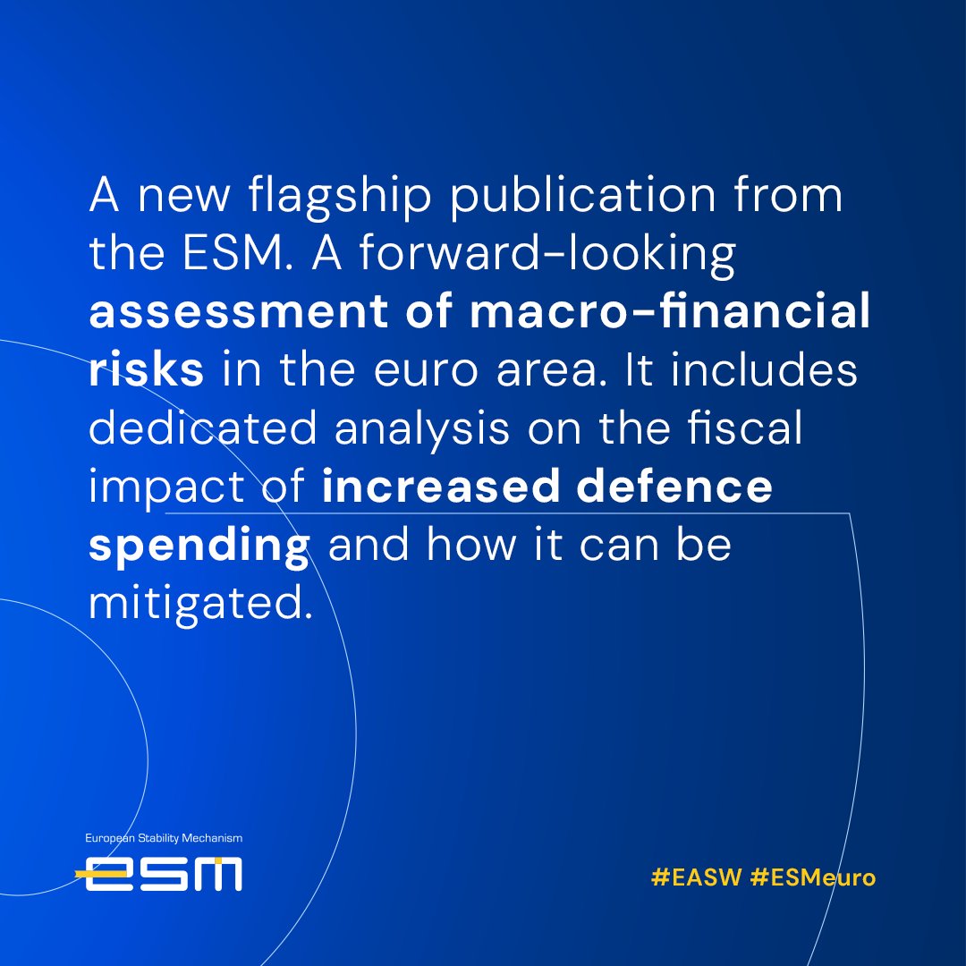 ESM_Press's tweet photo. 𝗡𝗲𝘅𝘁 𝘄𝗲𝗲𝗸 𝘄𝗲 𝗮𝗿𝗲 𝗹𝗮𝘂𝗻𝗰𝗵𝗶𝗻𝗴 𝘁𝗵𝗲 𝗘𝘂𝗿𝗼 𝗔𝗿𝗲𝗮 𝗦𝘁𝗮𝗯𝗶𝗹𝗶𝘁𝘆 𝗪𝗮𝘁𝗰𝗵

More than a new publication - it’s a new step in how the ESM contributes to financial stability.

#EASW provides a forward-looking view of macro-financial risks, with a focus on sovereign vulnerabilities, and includes new analysis on defence spending.

#ESMeuro