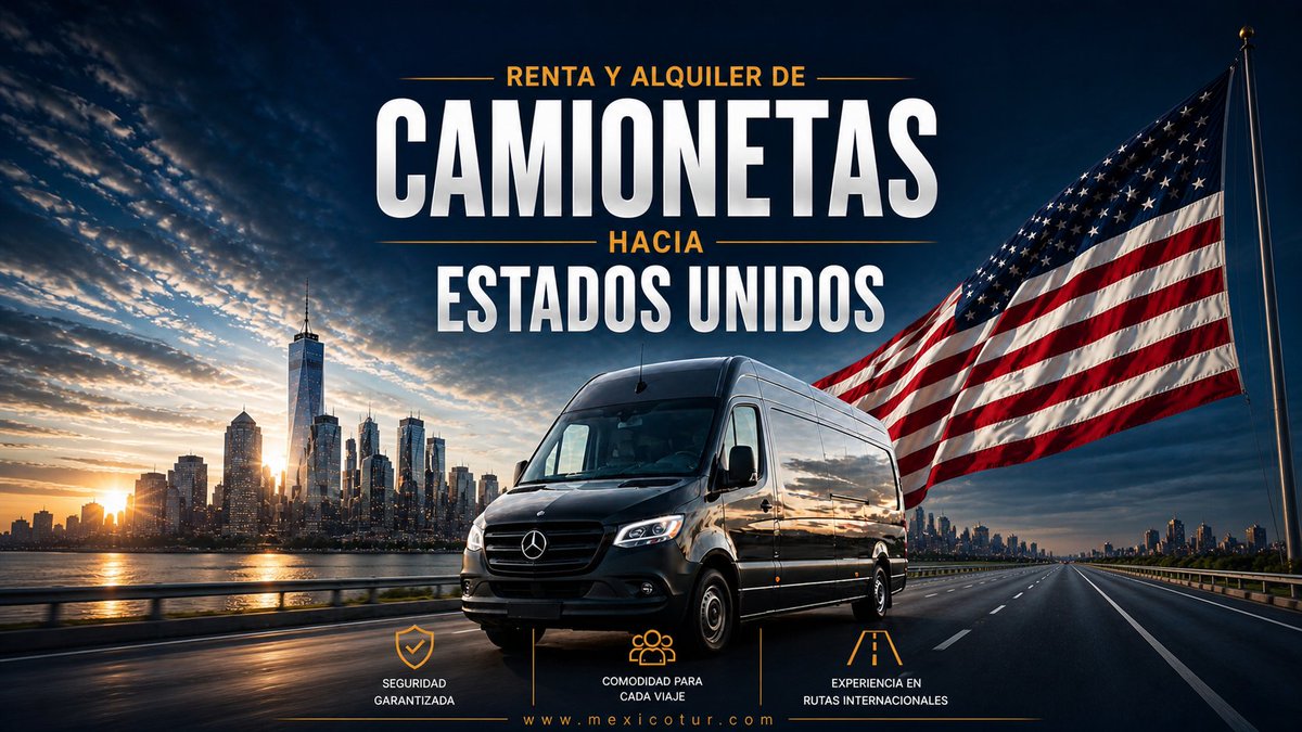 mexicotur's tweet photo. 🚐🇺🇸 Renta de camionetas van de México a Estados Unidos. Unidades y operadores certificados para ambos países. Servicio desde cualquier parte de México. 🌐 https://t.co/KNcKb0cEqh #MexicoUSA #RentaDeVans https://t.co/4QZioqFOcn