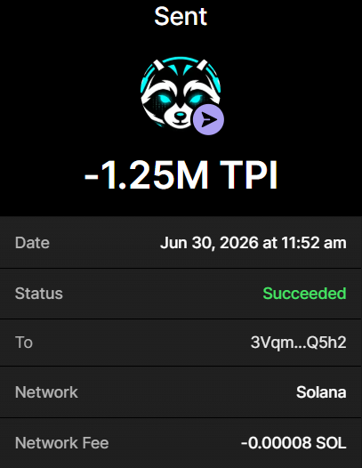 TrashPandaTPI's tweet photo. Purchase of 1.25M $TPI completed

Price: 0.5 SOL

Tx: https://t.co/XkdC9MRi5T

3VqmoMuvQpT21ky6F9M9QsZ34mn8p19fRCPKoLCQQ5h2

Send 1 SOL → 2.5M $TPI

Send SOL to:
yXK2tNd9FeZGBEATYZzZ68afKrMTjUg97Lje3ahDTfy

Min 0.2 SOL

Retweet &amp; Drop Sol Address for $100 Airdrops https://t.co/TexMlGWb0l