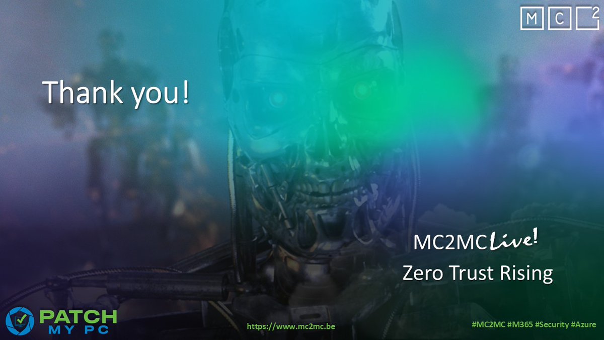 mc2mcbe's tweet photo. [1/2] Many thanks to @Brinkhoff_C @Mister_MDM @virtuEs_IT @wmatthyssen @RobbeVdDaele for the great sessions at MC2MC Live: Zero Trust Rising! 🛡️ 

A heartfelt thank you to @PatchMyPC whose generous support made this entire event possible. 🙏

#MC2MC #MC2MCLive #Community https://t.co/eumI3d4NlR