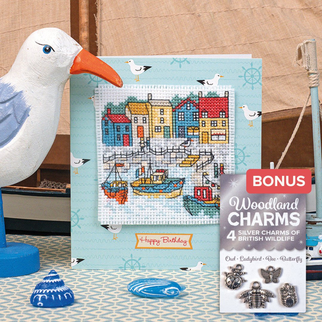XStitchmagazine's tweet photo. On sale now! 🏝️

Totally tropical inspiration awaits, with over 60 brand-new designs to choose from!

Your exclusive kit ⚓ Scenic harbour card PLUS four bonus woodland charms! 

👉 https://t.co/DBmLmjxfPB

#crossstitcher #xstitch #crossstitch #crossstitching https://t.co/nGwZXtsXKy