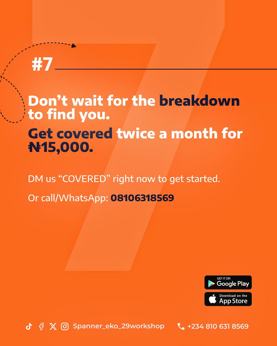 _Spanner__'s tweet photo. on a dark roadside.

That's why Spanner Eko exists.

Our maintenance plan helps reduce the chances of unexpected breakdowns before they happen.

Get covered twice a month for just ₦15,000.

DM COVERED to get started, or call/WhatsApp 08106318569.

#SpannerEko #MobileMechanic https://t.co/xT1lje3nCD