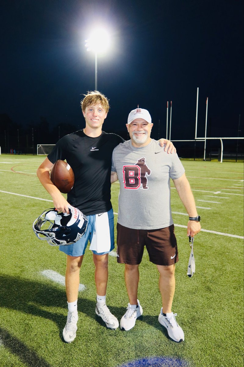 peytonsmith28's tweet photo. Great experience @BrownU_Football under the lights. Learned a lot from the coaches and players. @CoachDDuggan @rtriplett41 @CoachBingham7 @MalcolmLRollins @Malik_Dear22 @Coach_Brinson_ @case_cook @shayhodge3 @wyattdalton4 @JamesMurphy2023 @BrownHCPerry @CoachFrizBrownU https://t.co/VT8Q2kyPjb