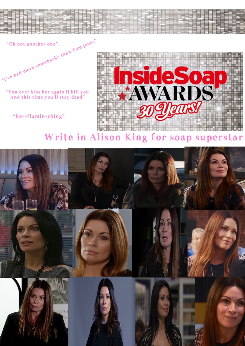 LanaKlaineSWEN's tweet photo. 🏆 Voting is now open 🏆

-Vote for Ali and Vicky aka Swarla for best partnership 
-Vote Vicky Myers for best actress 
- Write in Alison King for soap superstar 
(Voting closes 21st August) #Corrie #Swarla

LINK TO VOTE: https://t.co/VMqv9uLSEY https://t.co/CE1wYsJnxQ