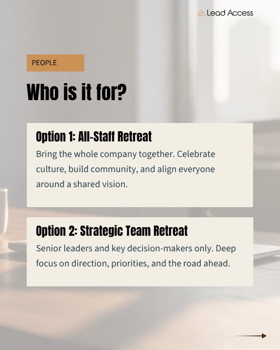 leadaccessnow's tweet photo. Half the year is gone. Is your team ready for the second half?

A mid-year retreat could be the reset your people need to finish stronger. Let’s build it together. 📩 https://t.co/VHoY5n8tAz