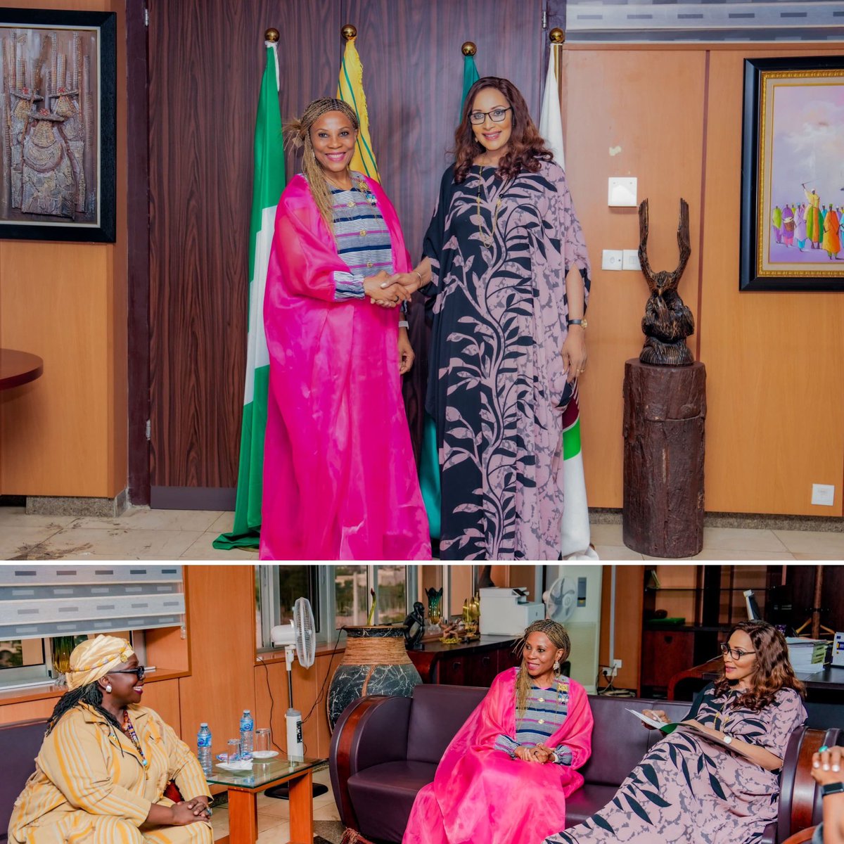 ahunnaeziakonwa's tweet photo. A pleasure to pay courtesies to the Federal Minister of @NigeriaMFA Amb. Bianca Odumiegwu - Ojukwu. We discussed strengthening the @UNDPNigeria partnership &amp; invited her to champion our @UNDPAfrica AfYWL Fellowship Program as we advance women leadership across Africa. https://t.co/xHGJUNNp2Q