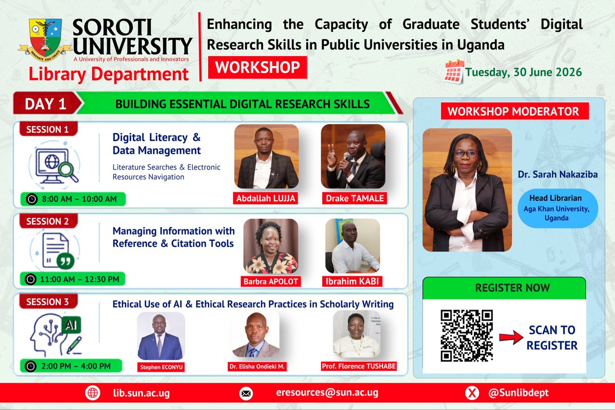 Sunlibdept's tweet photo. HAPPENING NOW: 
Soroti University Library is conducting a workshop on Enhancing Graduate Students’ Digital Research Skills, equipping postgraduate students with essential digital tools and scholarly resources for quality research, academic writing, and lifelong learning. https://t.co/NzynQVdOQg