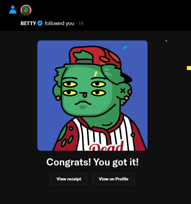 CosminOlx's tweet photo. One of my favorite artists, @betty_nft, just gave me a follow — so I had to celebrate by copping a clean fella!

Big love to @betty_nft, @psych_nft and the whole @deadfellaz crew 

#DeadFellaz #NFT https://t.co/CwGsE3q1HN