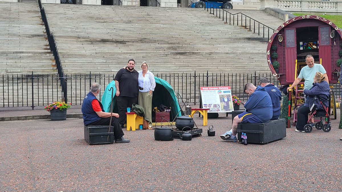 CRJIcentral's tweet photo. #CRJI #TravellerOutreach Anne-Marie, supporting Navan Traveller Living History Project displaying at #Stormont https://t.co/r3Filf1Fds