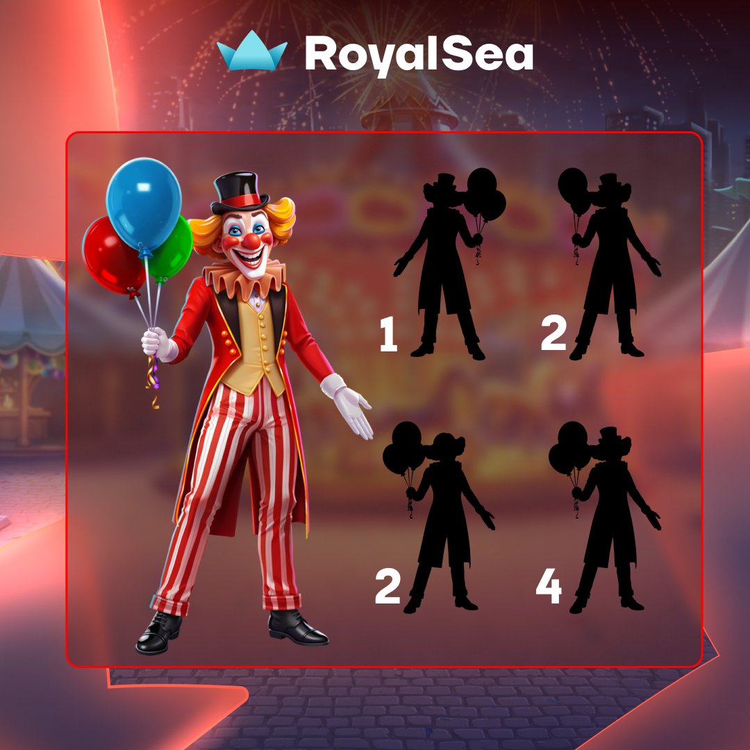 RoyalseaIT's tweet photo. 🎪 Il clown del carnevale ha preparato un indovinello proprio per te!

Osserva attentamente l'immagine e indovina quale ombra gli appartiene 👀

Scrivi nei commenti il numero della tua risposta! 🎭

1 — ⚡️
2 — 🔥
3 — ❤️
4 — 👍 https://t.co/1sblrtoVKh