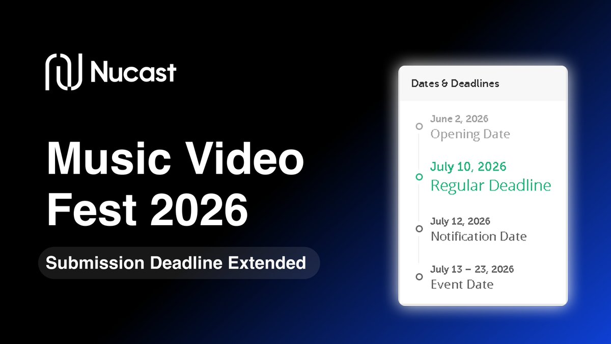 NucastIO's tweet photo. JUST IN: We're extending the submission deadline for Music Video Fest 2026 to July 10! 

This year's prize pot is 20,000 ADA 💰  

Top 10 videos (+ a bonus judge's pick) win a prize! 

LINK: https://t.co/b1b85In3TD  

Submit your music video NOW and lets get to grooving! 🎶 https://t.co/7CsT55fNqK