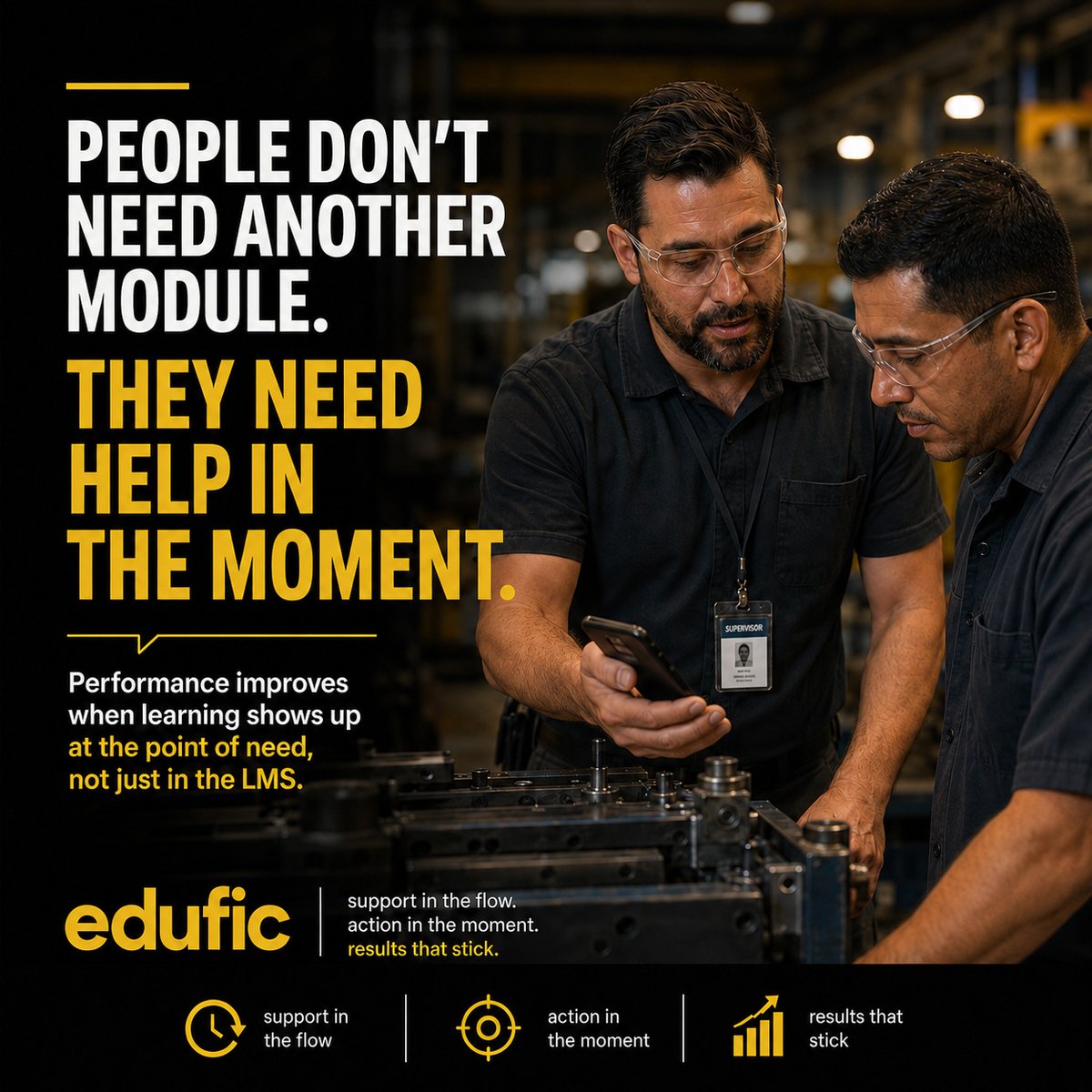 eduficdigital's tweet photo. People don’t need another module. They need help in the moment.
The best learning shows up at the point of need — in the workflow, on the floor and when decisions matter.
#Edufic #Elearning #PerformanceSupport #WorkplaceLearning https://t.co/ioS1HqXIJN