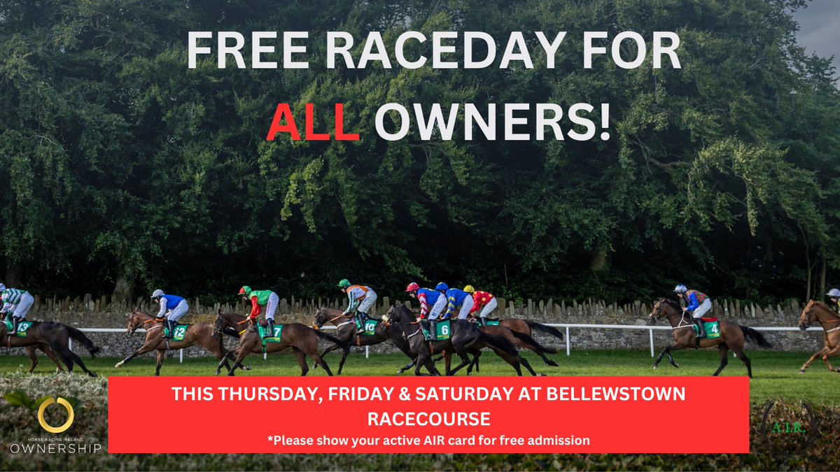 HRIOwners's tweet photo. FREE race day for all owners at @BellewstownRace  💫

You don't need to have a runner, simply present your active AIR card this Thursday 2nd, Friday 3rd &amp; Saturday 4th July to gain free entry.

#OwnTheMoment https://t.co/PnTk0OSmvR