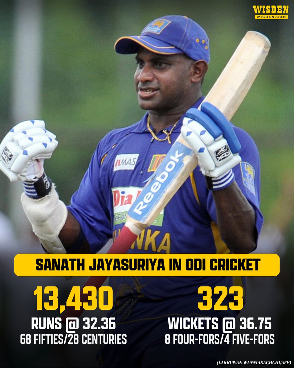 WisdenCricket's tweet photo. A titan of Sri Lankan cricket and an ODI giant, Sanath Jayasuriya celebrates his 57th birthday today 🇱🇰

#Cricket https://t.co/L1qZhj0iy3