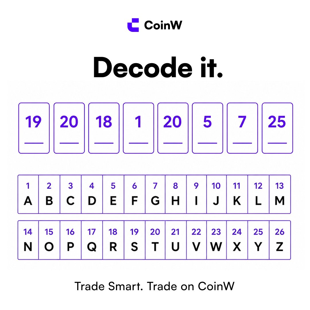 CoinWOfficial's tweet photo. 🎁 USDT Giveaway 🥳

19-20-18-1-20-5-7-25 👀

Crack the code and drop the hidden word below. 🧠

✅ Comment your answer + UID
✅ Follow @CoinWOfficial
✅ Like &amp; Repost https://t.co/Crthe8ZaEM