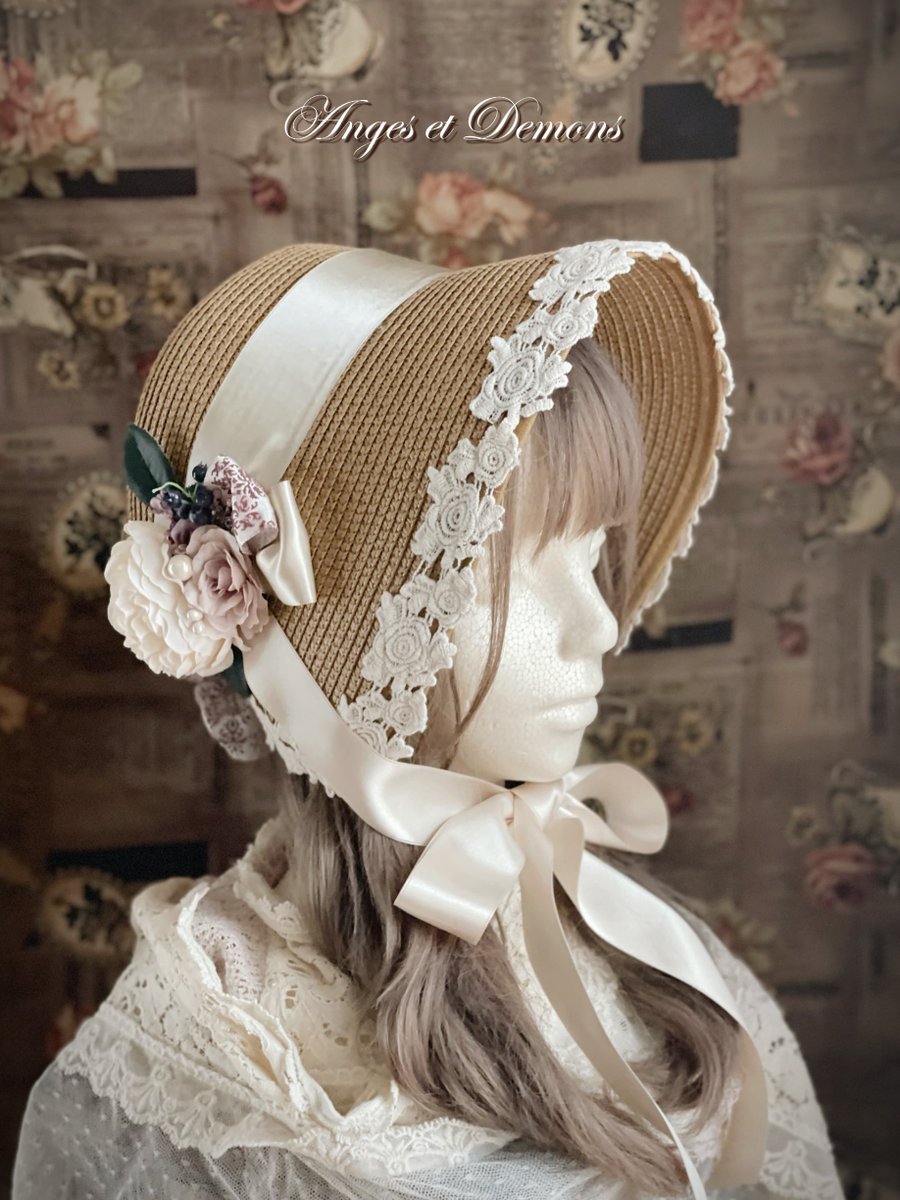 Anges et Demons ハーフボンネット 🌹ロマアラ作品紹介 No.6 【ローズガーデンボンネット】 19世紀