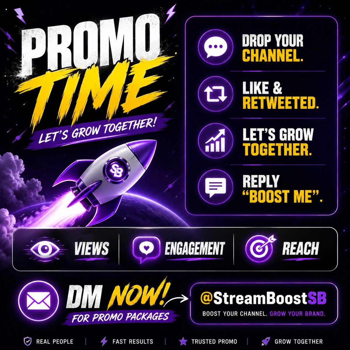 StreamBoostSB's tweet photo. Creators. Streamers. Gamers. Supporters.

Drop your:
🎮 Twitch
🌳 Kick
📺 YouTube
📱 Socials
🎥 Best clip
🔥 Recent content

in the comments below so the community can discover & support each other. 👇

Let’s build a big community & Grow together. 💚⚡

Follow @StreamBoostSB
Web: https://t.co/kwcXFgIiDV
Mail: support@streamboostsb.com

Crrate a eye-catching x post design.