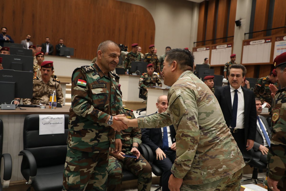forces_command's tweet photo. The First Joint Training Course for Peshmerga Forces Area Command (1) and (2) Began. 

​Today, June 30, 2026, Lieutenant General Sihad Barzani, Commander of the (#1st_Support_Forces_Command), participated in the commencement of the first joint training course specifically focused on the "Decision-Making Process" for area Command 1 and 2 of the  #Peshmerga Forces. This course is being conducted under the supervision of the @KRG_MOPE  Affairs and the Coalition Forces.