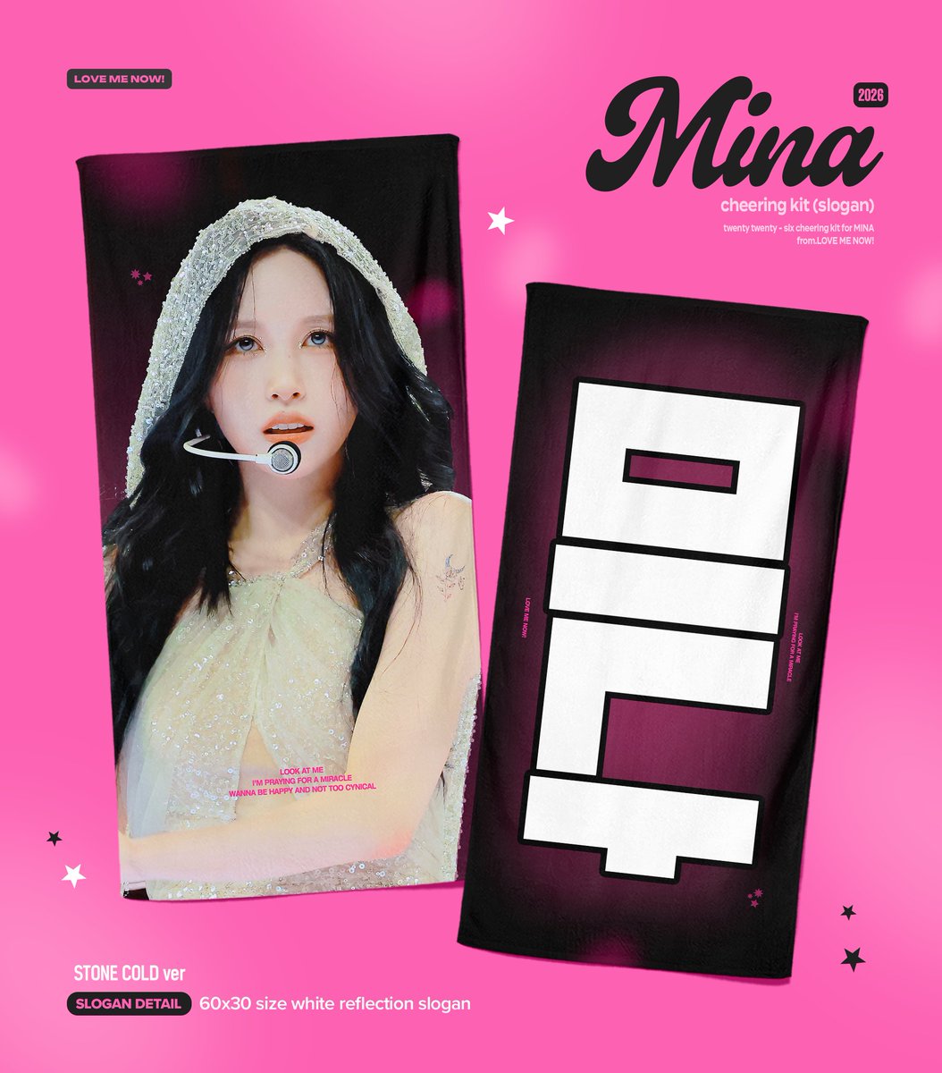 lovemenow_324's tweet photo. 2026 Cheering Kit for MINA

현장판매 일정 (On-site Sales)
7/10 - 7/12 SEOUL, @ KSPO DOME

Pre-Order (🗓6/30 - 7/9)
https://t.co/0AdmH6wSUz

#TWICE #트와이스 #MINA #미나 #ミナ https://t.co/350xmTjybH
