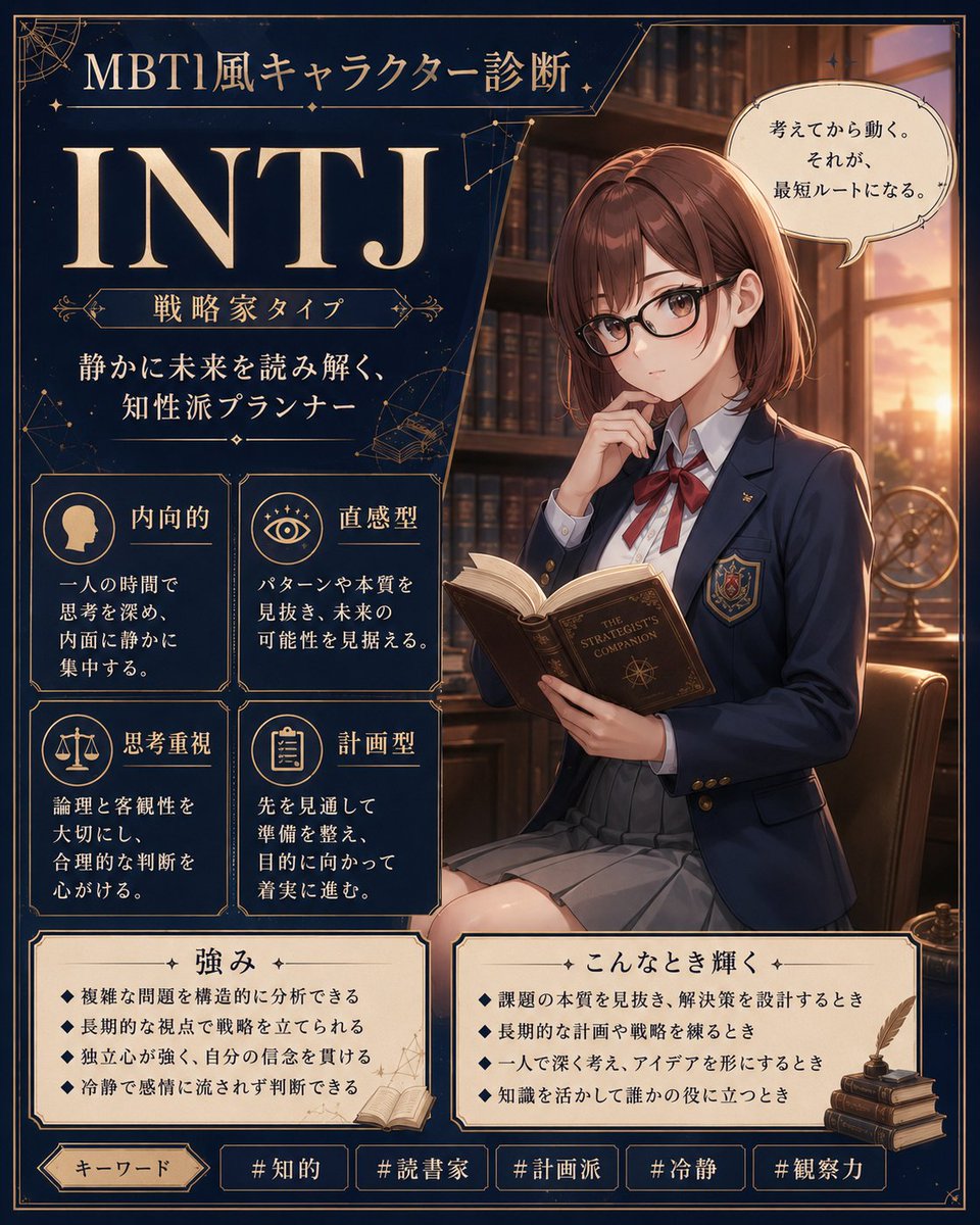 MBTI診断のプロンプトお借りしました。 キャラ設定に困った方